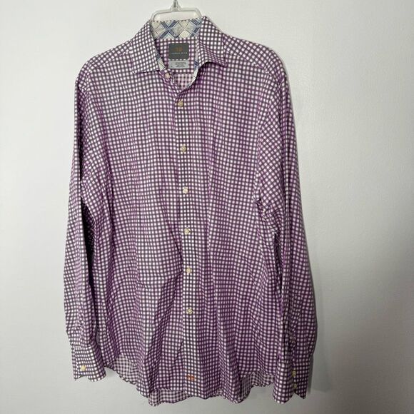 Thomas Dean gingham button down shirt size large - Picture 1 of 4